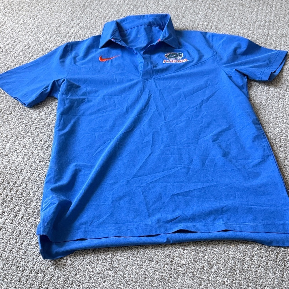 Florida Gatora Nike Royal Blue on field collared shirt